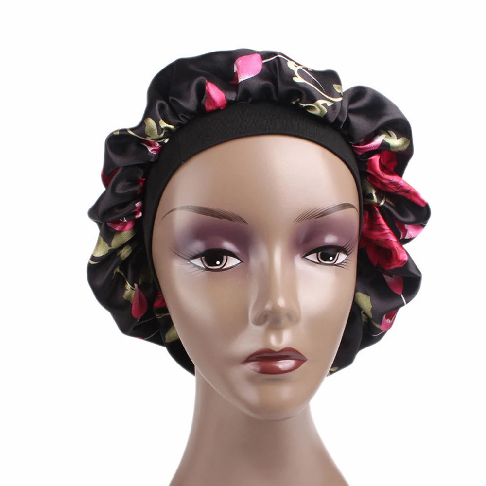 1 Pc Soft Night Sleep Hat Women Elastic Wide Band Fashion Hair Loss Cover Head Wrap Satin Bonnet  Beauty Chemo Caps Care