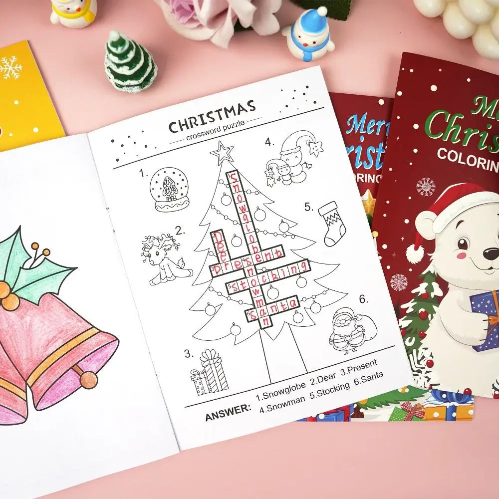 8PCS High Quality Christmas Theme Coloring Book Educational Montessori Gift Doodles Book Drawing Games Toys For Children