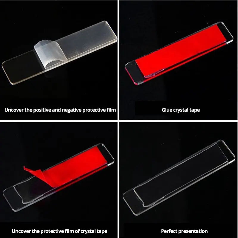 2pc Ultra Thin Transparent Red Film Double Sided Tape With HighTemperature Resistance No Marks Waterproof Adhesion Strong Adhes