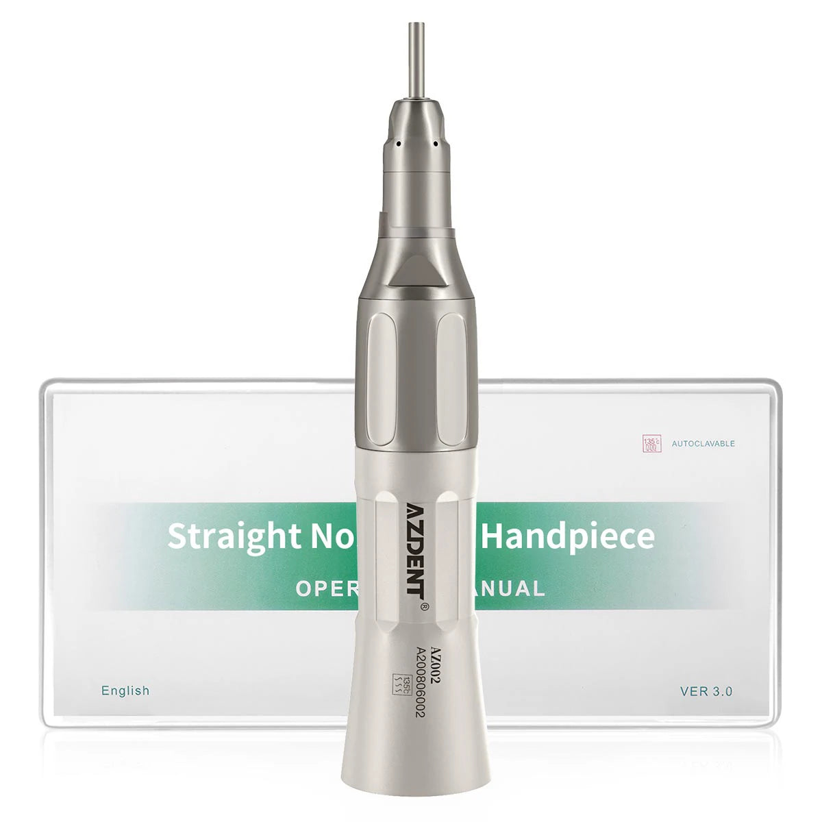 1PC AZDENT Dental Low Speed Handpiece 1:1 Contra Angle for ø2.35mm CA Burs Push Button Straight NoseCone Air Motor 2/4 Holes