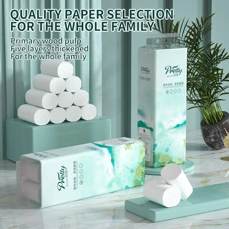 40 Or 30 Rolls of Toilet Paper Virgin Wood Pulp Household Large Rolls 5 Layers Thickened Roll Paper Towels