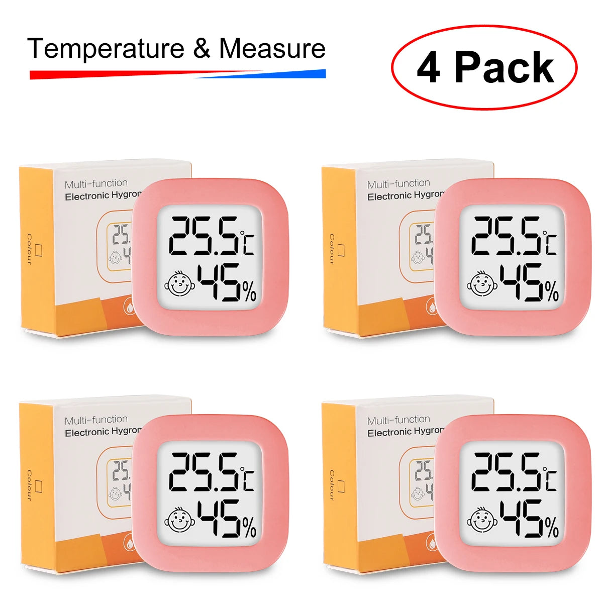 4pcs Digital Thermometer Hygrometer Indoor Mini Temperature LCD Electronic Monitor Hygrometer Outdoor Room Baby