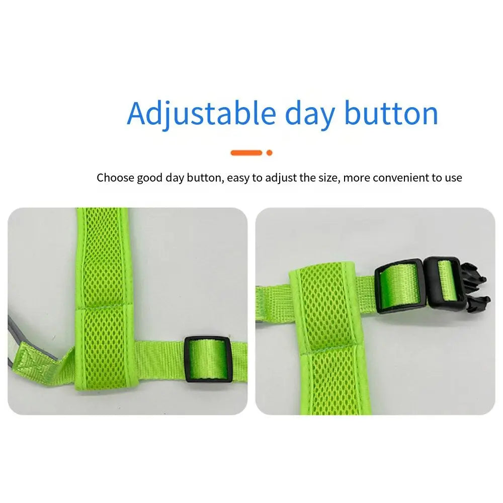 Adjustable LED Light Up Dog Harness Rechargeable Glowing Pet Vest Harness Safety Soft LED Pet Collar Fits Medium Large Dogs