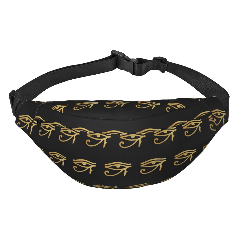 Ancient Gold Pharaoh Egypt King Tut Fanny Bag Custom Egyptian Hieroglyphic Sling Crossbody Waist Pack Hiking Phone Money Pouch