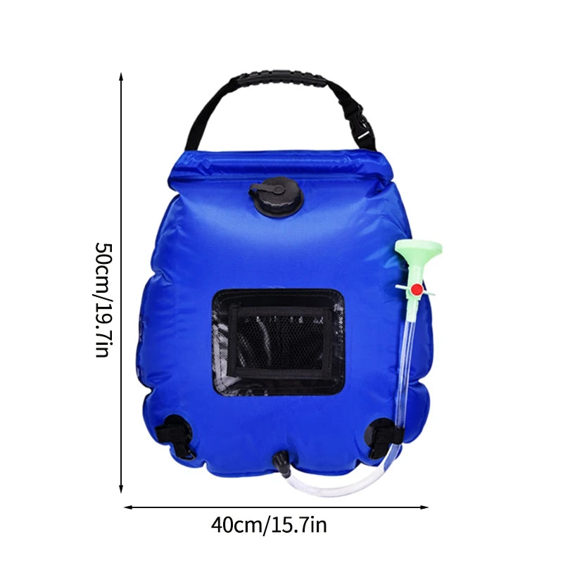 20L/40L Camping Shower Bag Foldable Shower Bags Camping with Removable Hose Shower Head Water Storage Bag Sun Heated Water Bag