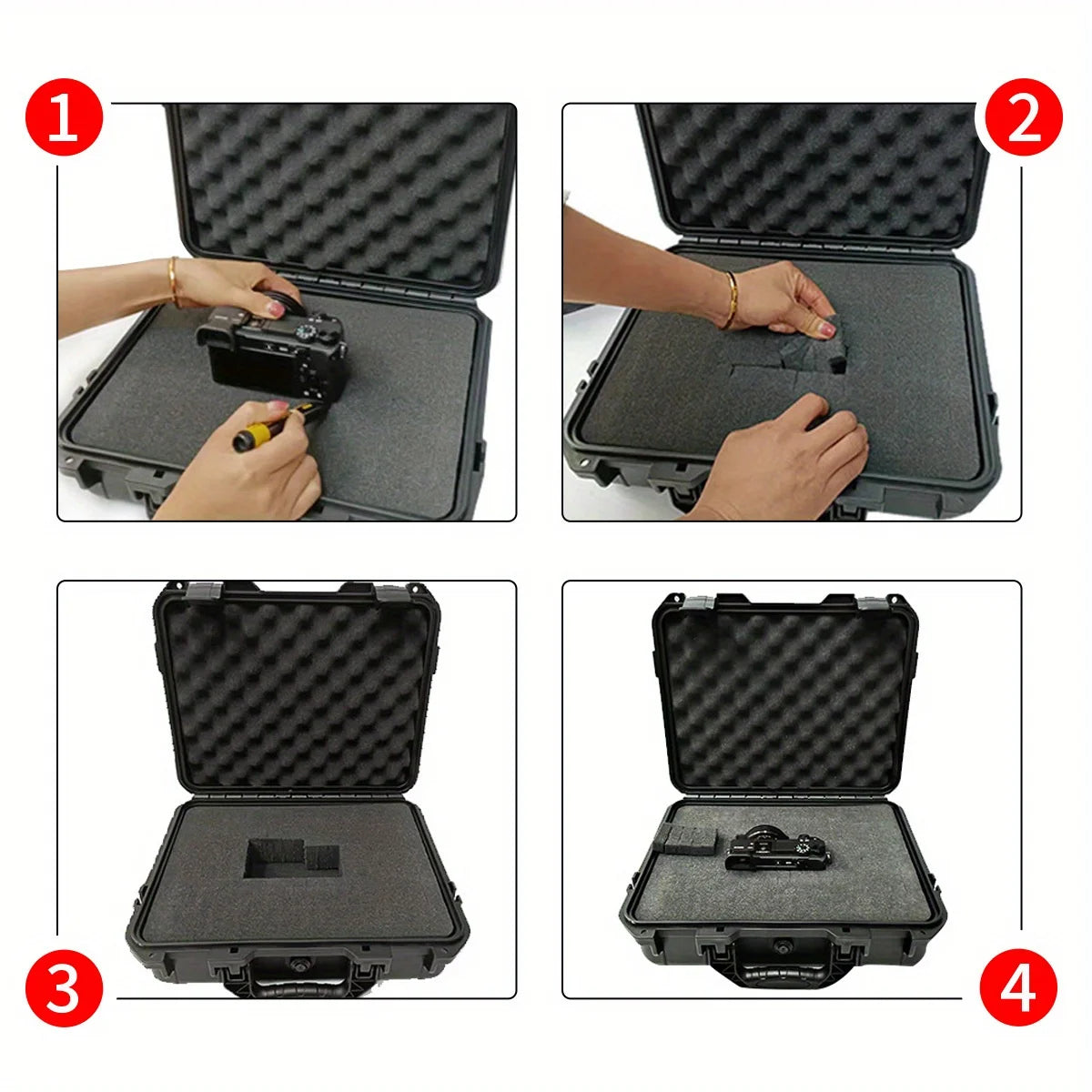 1pc Waterproof Hard Carry Case Bag Tool Case With Pre-cut Sponge Storage Box Safety Protector Organizer Hardware Toolbox