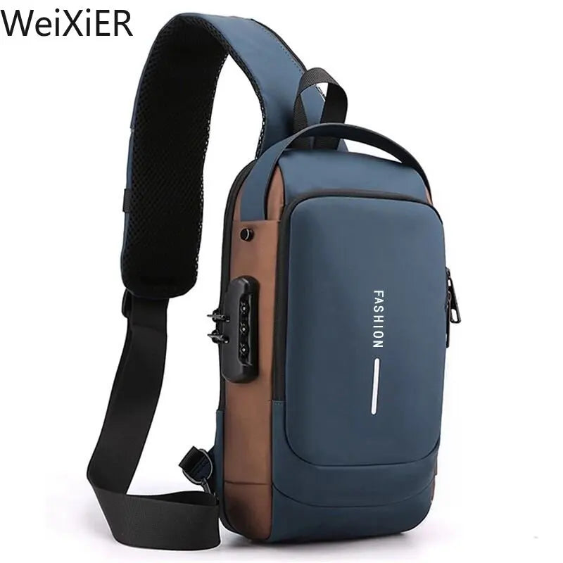 Chest Bag Multifunction Crossbody Sport Running Travel Sling Pack Anti-theft USB Charge Shoulder Messenger Pack Luxury Brand Men