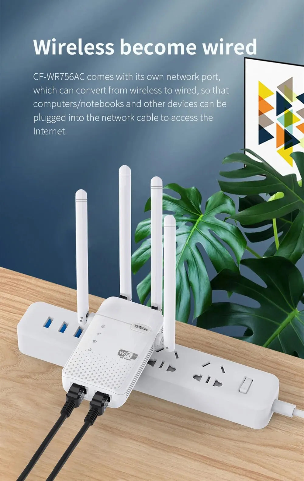 300Mbps Wireless WiFi Repeater 2.4G Signal Router 802.11N Long Range Wireless WiFi Extender Amplifier WIFI Booster