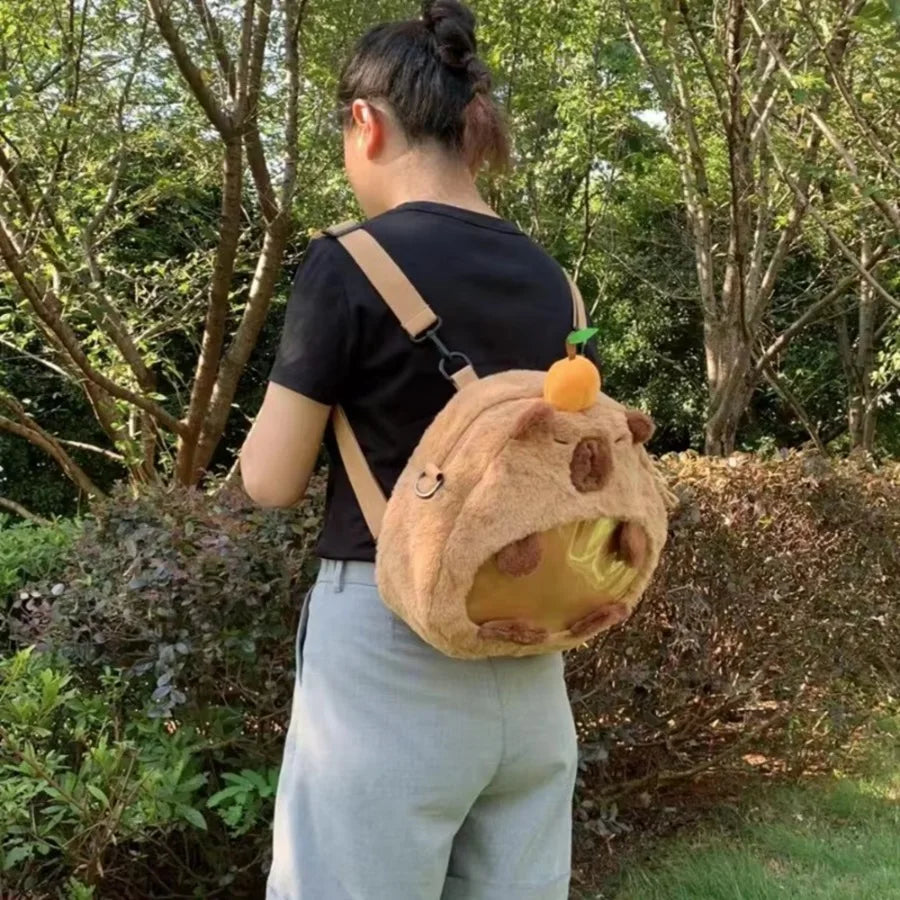 Capybara Plush Backpack Kawaii Fashion Plushie Doll Fur Bag Children's Bag Shoulder Bag Mini Knapsack Bags Gifts For Girlfriend