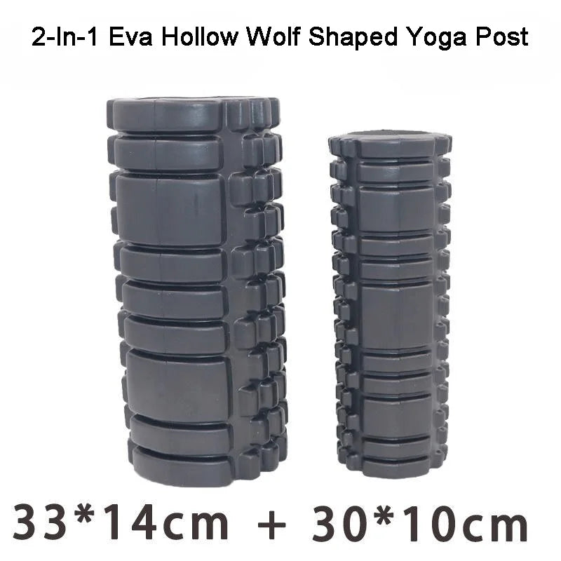 33cm EVA 2-In-1 Hollow Wolf Tooth Shaped Yoga Column Hollow Foam Roller Balance Bar Pilates Yoga Column Set