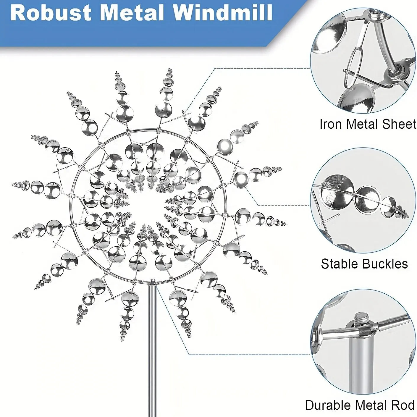 1pc Magical Kinetic Metal Windmill Spinner Unique Wind Powered Catchers Creative Patio Garden Lawn Outdoor Courtyard Decoration