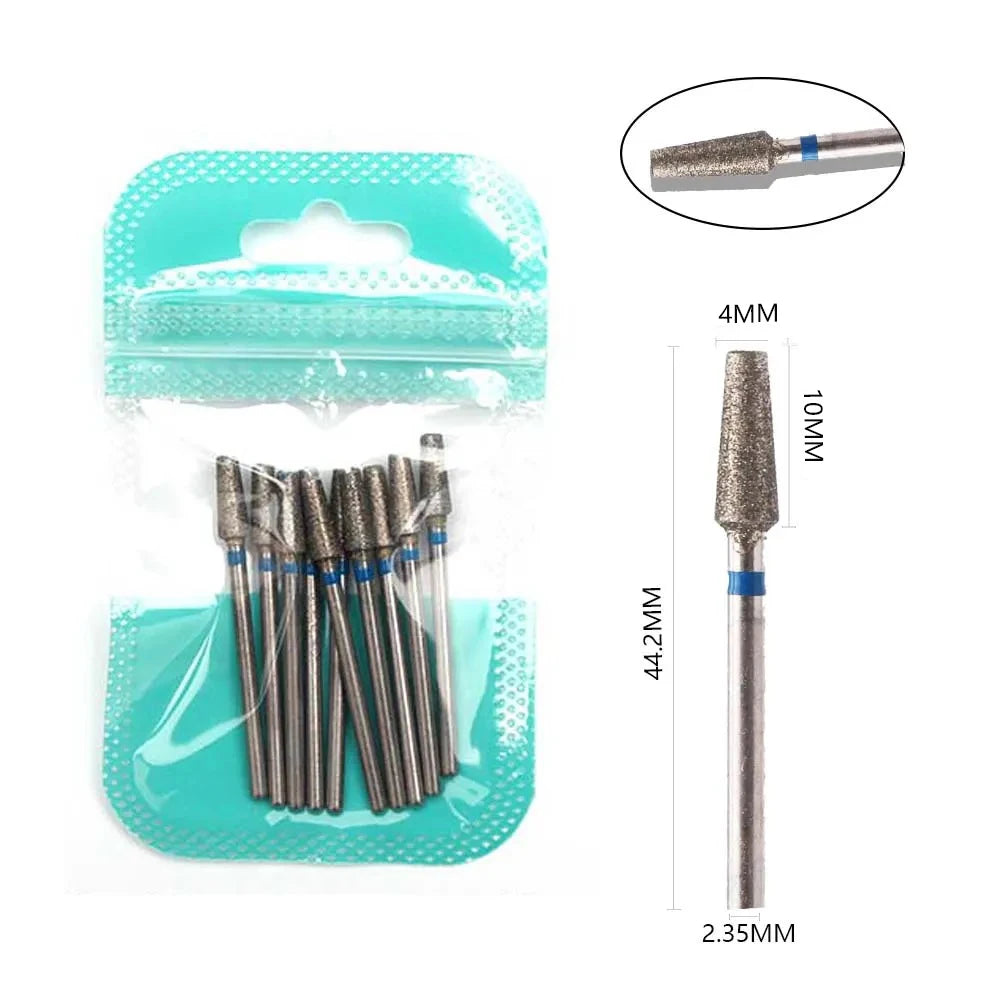 10pcs Diamond Milling Cutter Nail Drill Bits Set For Manicure Accessory Pedicure Eletric Machine Nail Bit Brush Burr Tools