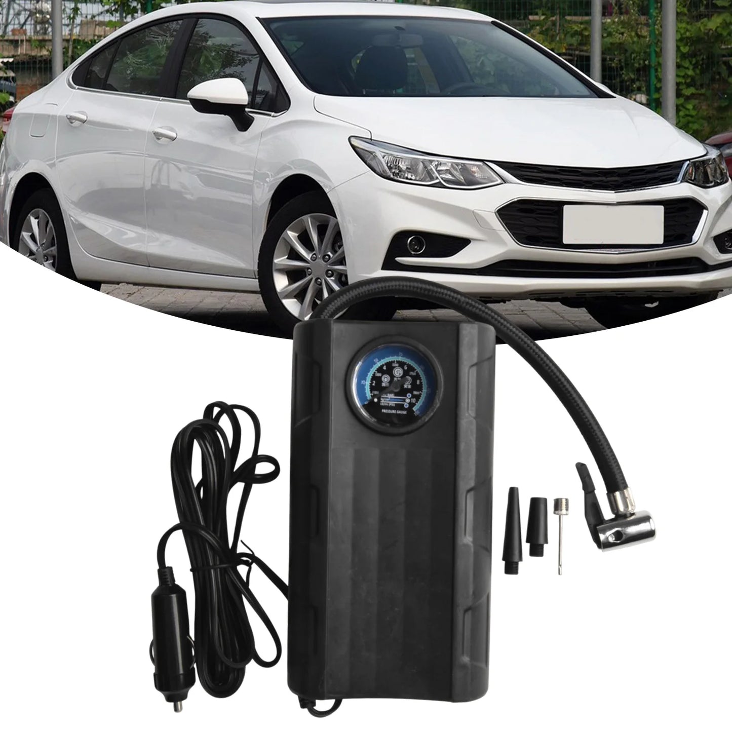 Car Air Pump Electric Air Compressor Portable Self Propelled Tire Pump Handheld Dual-screen Digital Display 12-72V 13-15A 120W