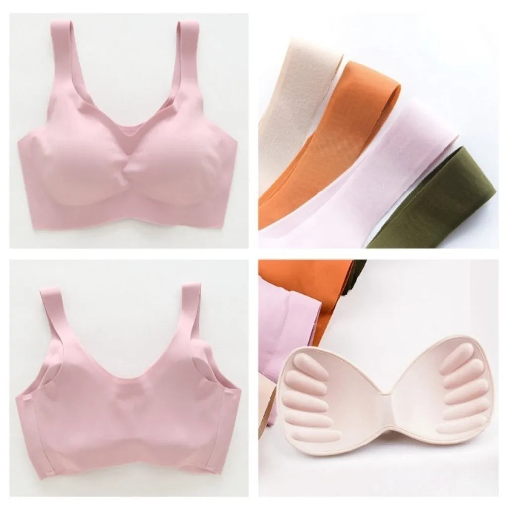 3PCS Sexy Sports Bra Seamless Bra with Pads Comfortable Without Steel Ring Sleep Push Up Underwear Plus Size M-XXL