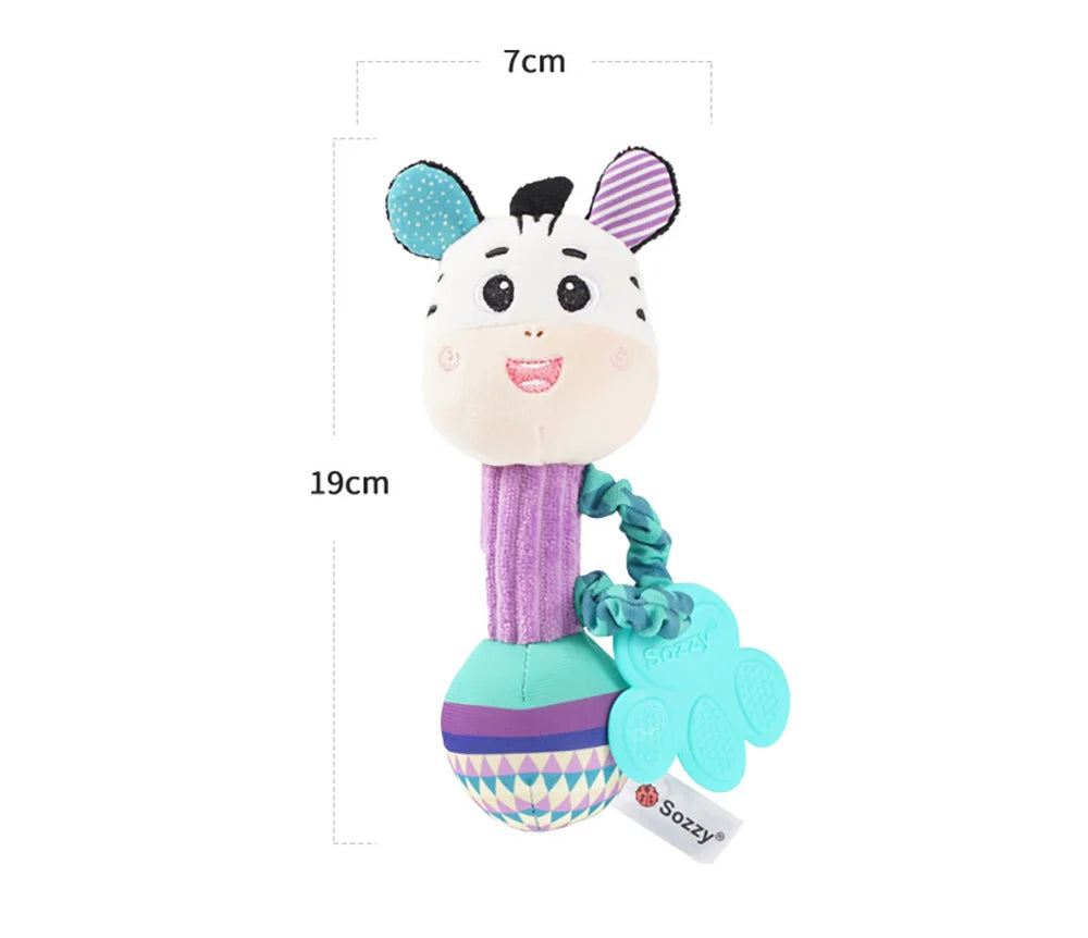 Baby Rattles Soft Stuffed Animal Rattle Hand Grip Baby Toys Shaker Crinkle Squeaky Sensory Travel Accessories for Toddler Gifts