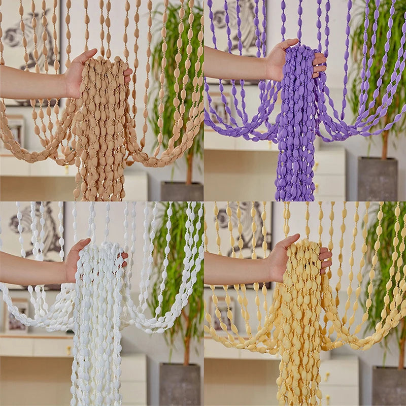 1*2M String Curtain Door Curtain Bead Thread Tassel Curtain Window Wall Panel Room Divider Doorway Home Wedding Decor Party Acc