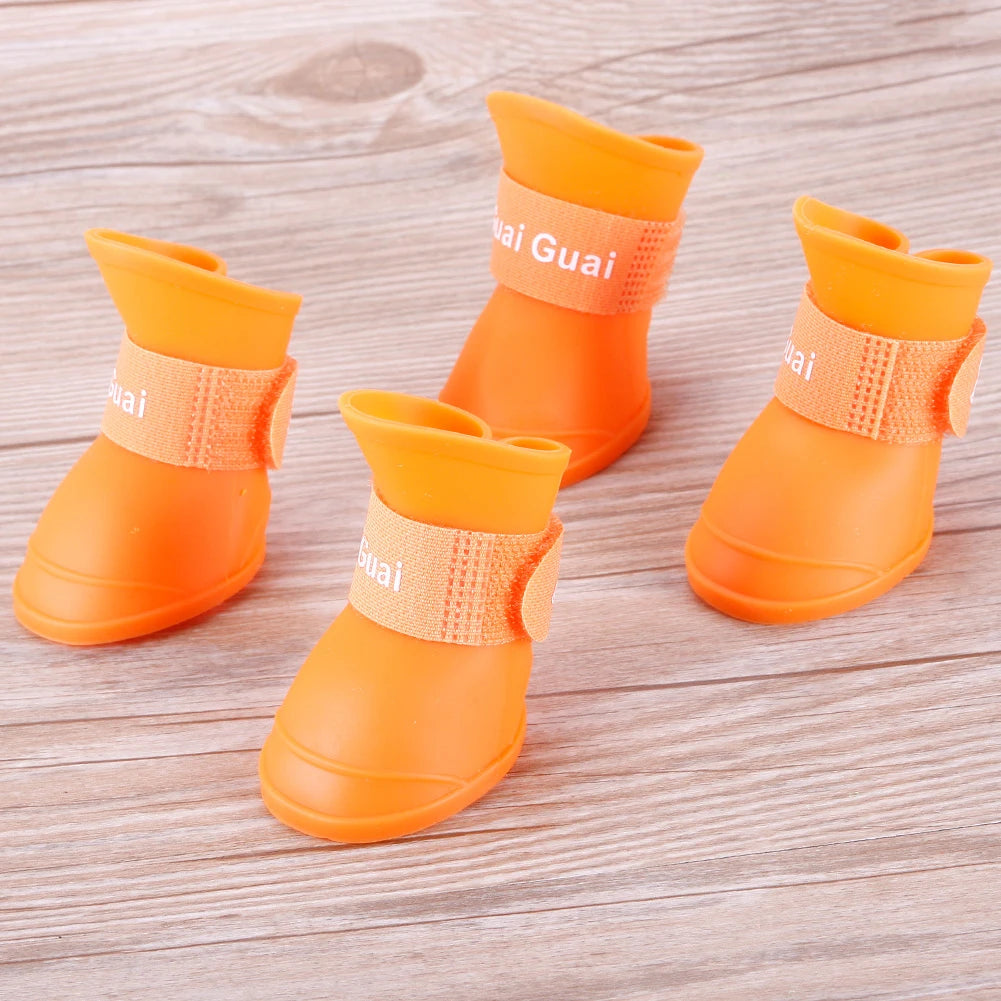 4Pcs S/M/L Size Dog Cat Rain Shoes Pet PVC Shoes Waterproof Rubber Booties Durable Cats Shoes For Large Medium Small Dogs