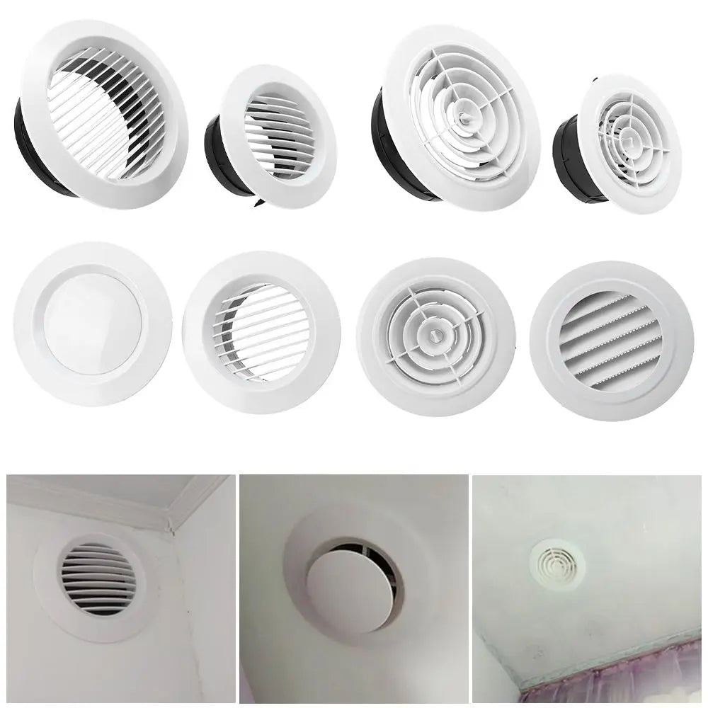 Adjustable Air Ventilation Cover Round Ducting Ceiling Wall Hole Abs Air Vent Grille Louver Kitchen Bath Air Outlet Fresh System