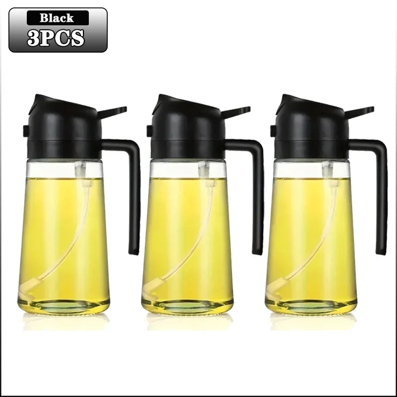 2in1 500ml Glass Spray Oil Sprayer Bottle Spray Oil Dispenser Oil Jar Cruet BBQ Kitchen Baking Roasting Picnic Kitchen Tool