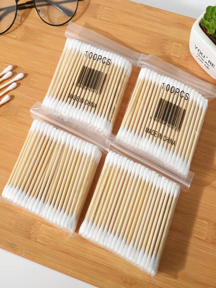 300/500/1000pcs Double Head Cotton Swab Women Makeup Cotton Buds Tip for Wood Sticks Nose Ears Cleaning Health Care Tools