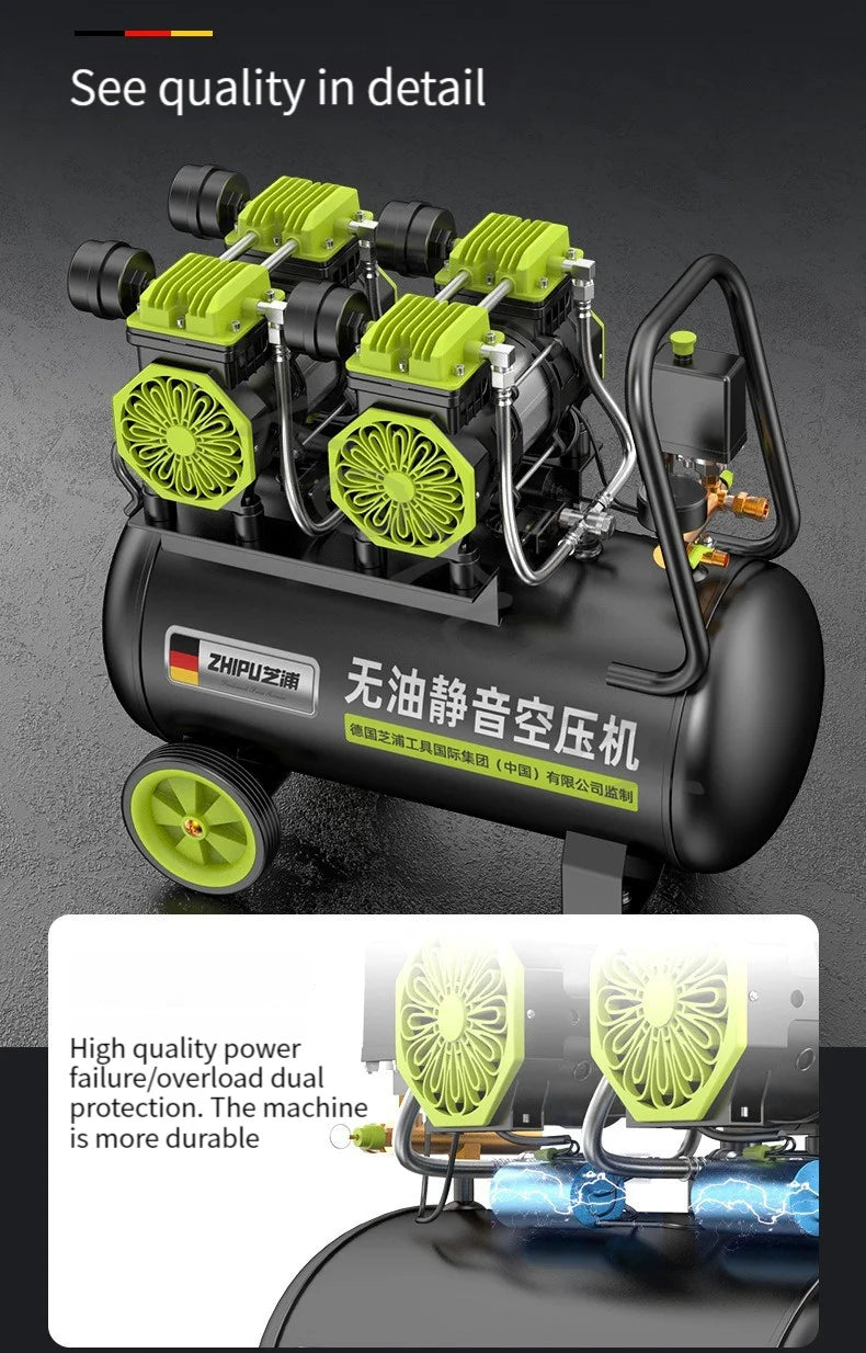 220V Silent Oil-free Air Compressor 12/30/50L Portable Air Compressor Spray Painting High-pressure Air Pump Car Air Compressor