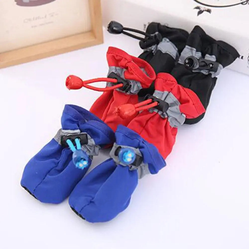 4Pcs Winter Pet Dog Shoes Warm Snow Anti-slip Boots Fur Puppy Small Big Dogs Cat Puppy Socks Pet Rain Shoes