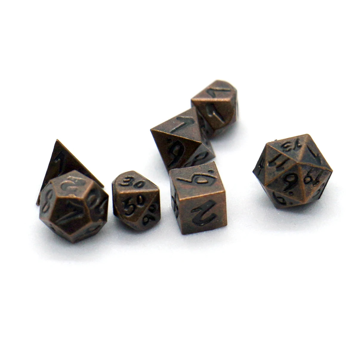 7pcs Set Metal Mini Archaized Board Game Dice Set Polyhedral Table Game Dice Role-Playing RPG Dice