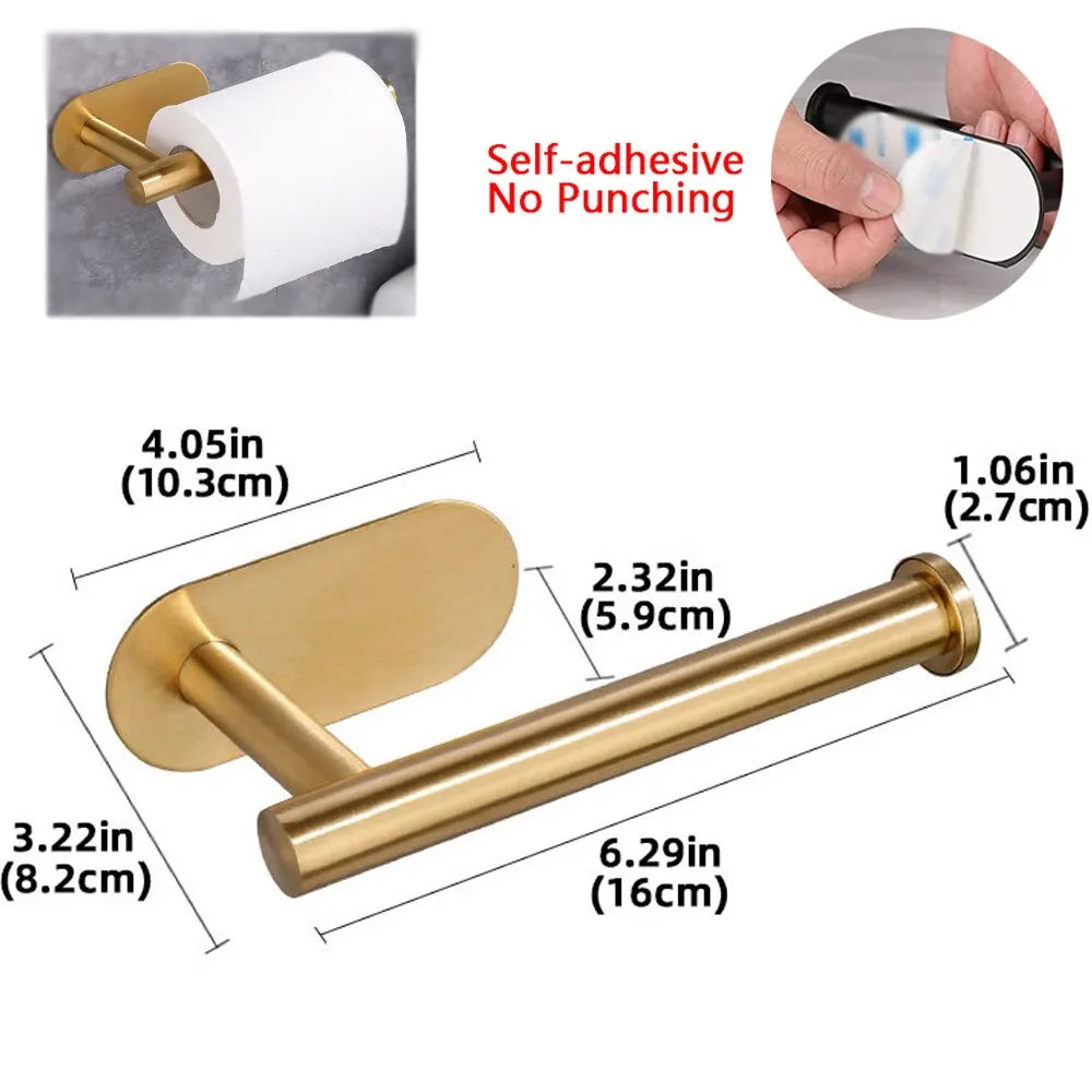 Adhesive Toilet Paper Holder Kitchen Roll Towel Rack Napkin Dispenser Absorbent Stand Tissue Hanger Bathroom Accessories