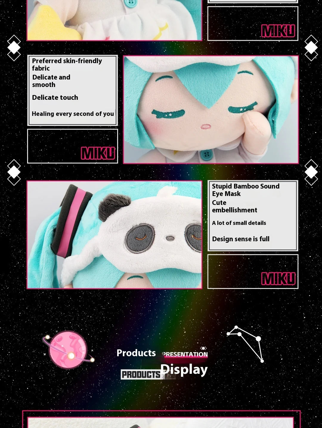 2024 New Genuine Vocaloid Hatsune Miku 2d Cute Sleep Doll panda Headphone Bag Kawaii Two-Dimensional Girls Birthday Gift