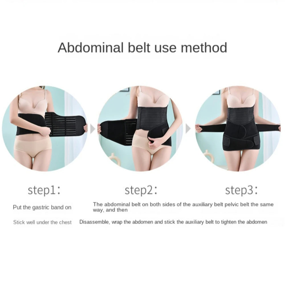 3pcs Breathable Postpartum Belly Belt Corset Postpartum Pelvis Belt Wrap Shapewear Sacroiliac Pelvic Restraint Band