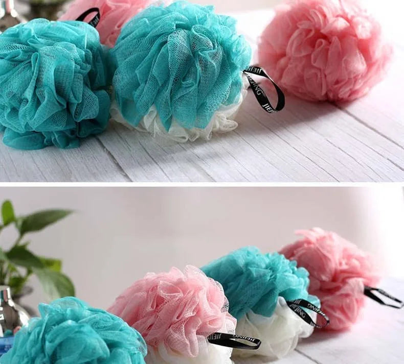 3 PCS Large Bath Balls Color Blocking PE Bath Flower Soft Scrubbing Bubble Net Two Color Bath Flower