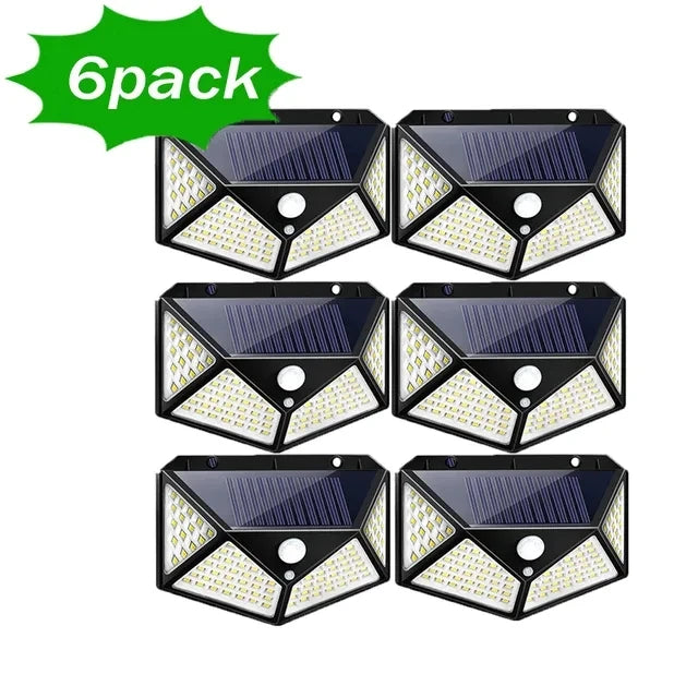 1/2/4/6/10PCS 100 LED Solar Wall Lamp 4 Sides Luminous With Motion Sensor Outdoor Garden Courtyard Waterproof Wall Light