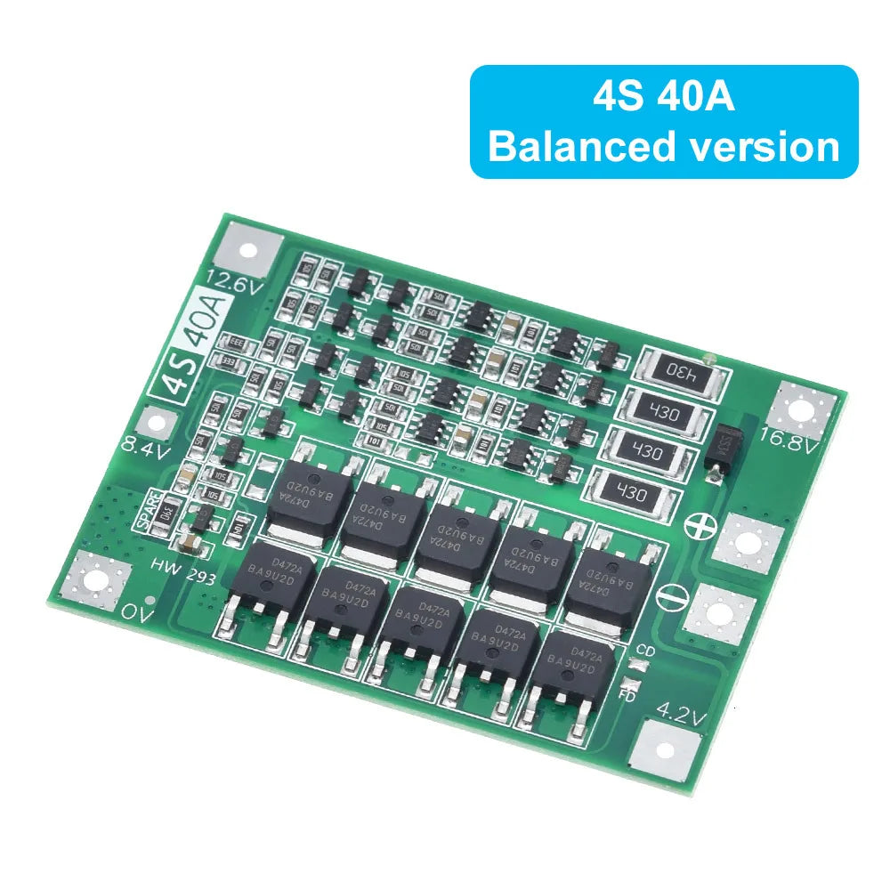 3S/4S 40A 60A Li-ion Lithium Battery Charger Protection Board 18650 BMS For Drill Motor 11.1V 12.6V/14.8V 16.8V Enhance/Balance