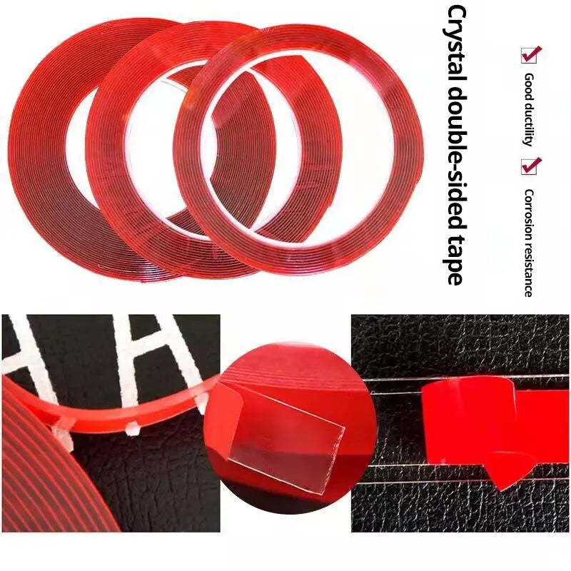 2pc Ultra Thin Transparent Red Film Double Sided Tape With HighTemperature Resistance No Marks Waterproof Adhesion Strong Adhes