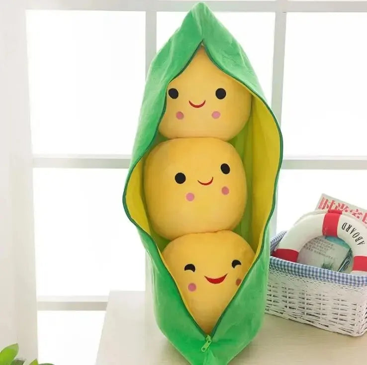 25CM Cute Children's Baby Plush Peas Filled Plant Doll Toy Children Kawaii Quality Pea-shaped Pillow Toy Boy Girl Gift