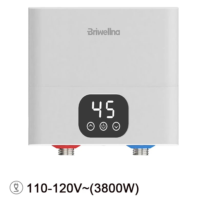 Briwellna Mini Tankless Electric Water Heater 110V/220V Under Sink Instant Hot Water Oversink Instantaneous Water Heater