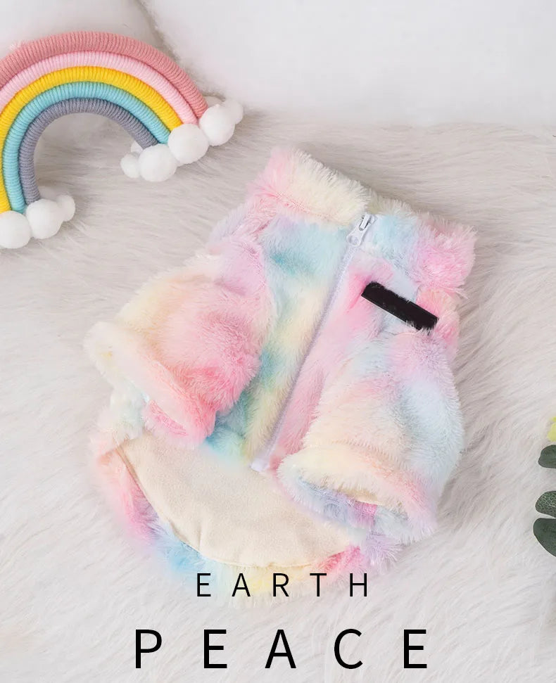 Colorful Puppy Clothes Designer Dog Clothes Small Dog Cat Luxury Hoodie Schnauzer Yorkie Poodle Rainbow Coat