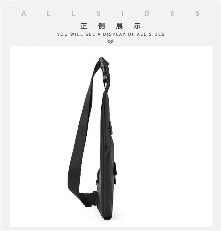 Anti Theft Close Fitting Chest Bag Men's Leisure Leather Film Triangle Bag Crossbody Card Wallet Sports Cycling Riding Sling Bag