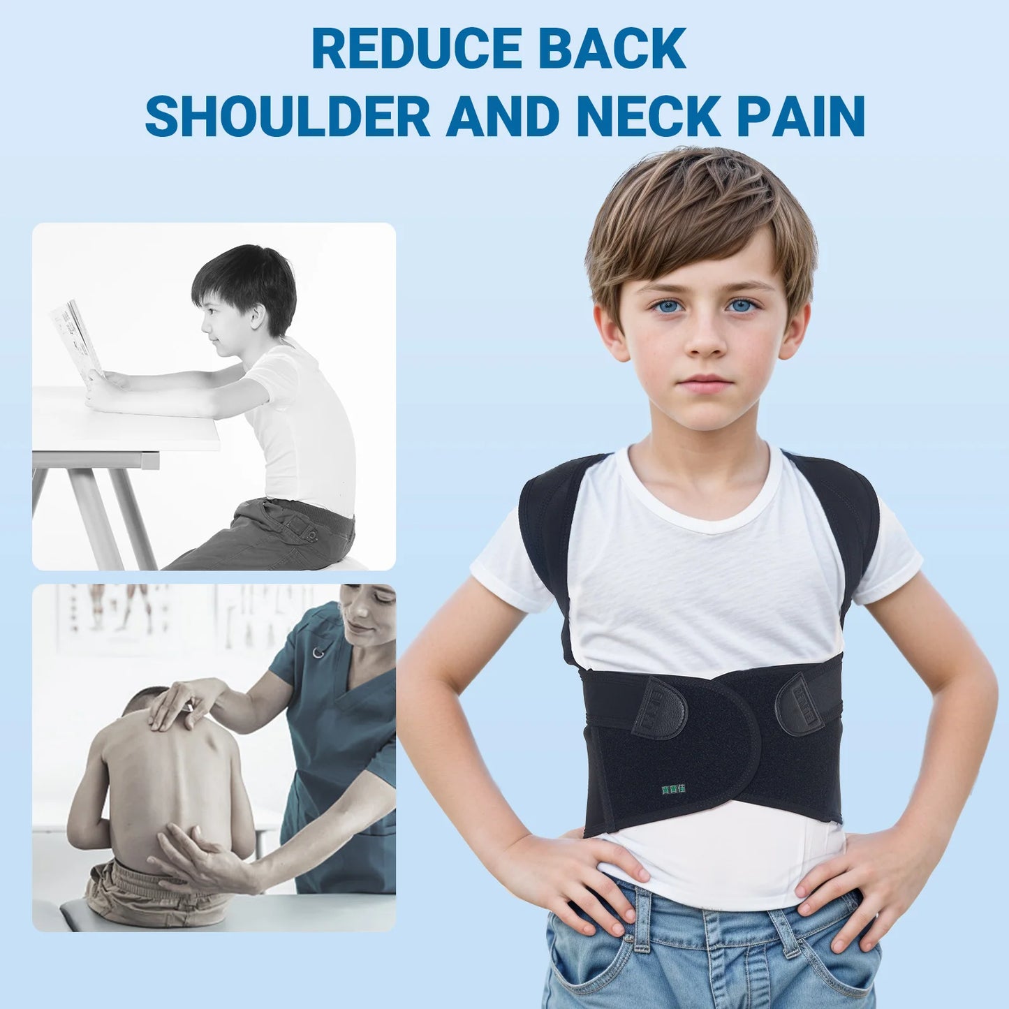 Babaka Child Posture Corrector Back Support Belt Comfortable Adjustable Back Brace Correct Hunchback Relieve Shoulder Back Pain