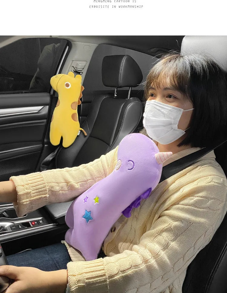 Car Safety Belt Cover Baby Seat Belt Protector Neck Cushion Sleeping Head Support Unicorn Cute Pillow Belt for Children Girl Boy