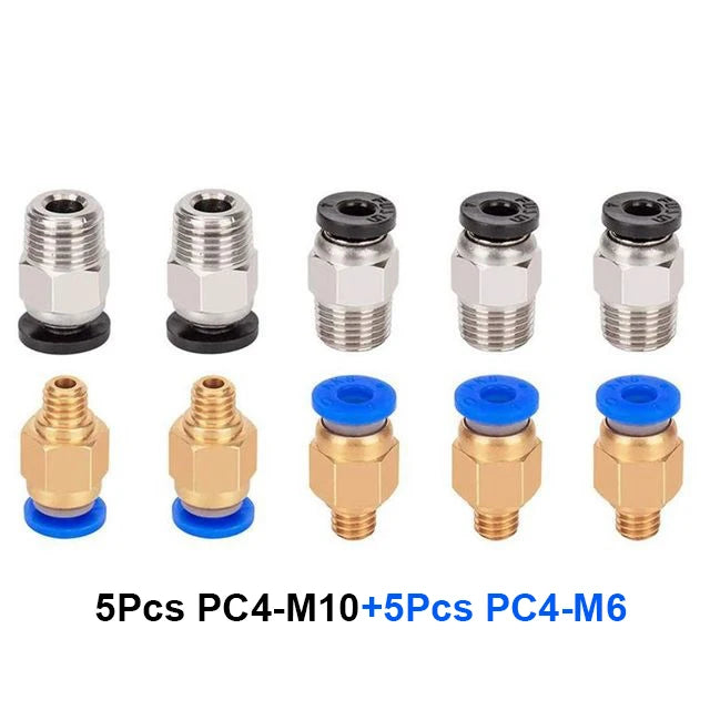 10Pcs PC4-M6 PC4-M10 Pneumatic Fitting PC4-M10 for Creality Ender 3/3 Pro/3 V2 Ender 5/5 Pro/5 Plus CR-10 3D Printer Parts