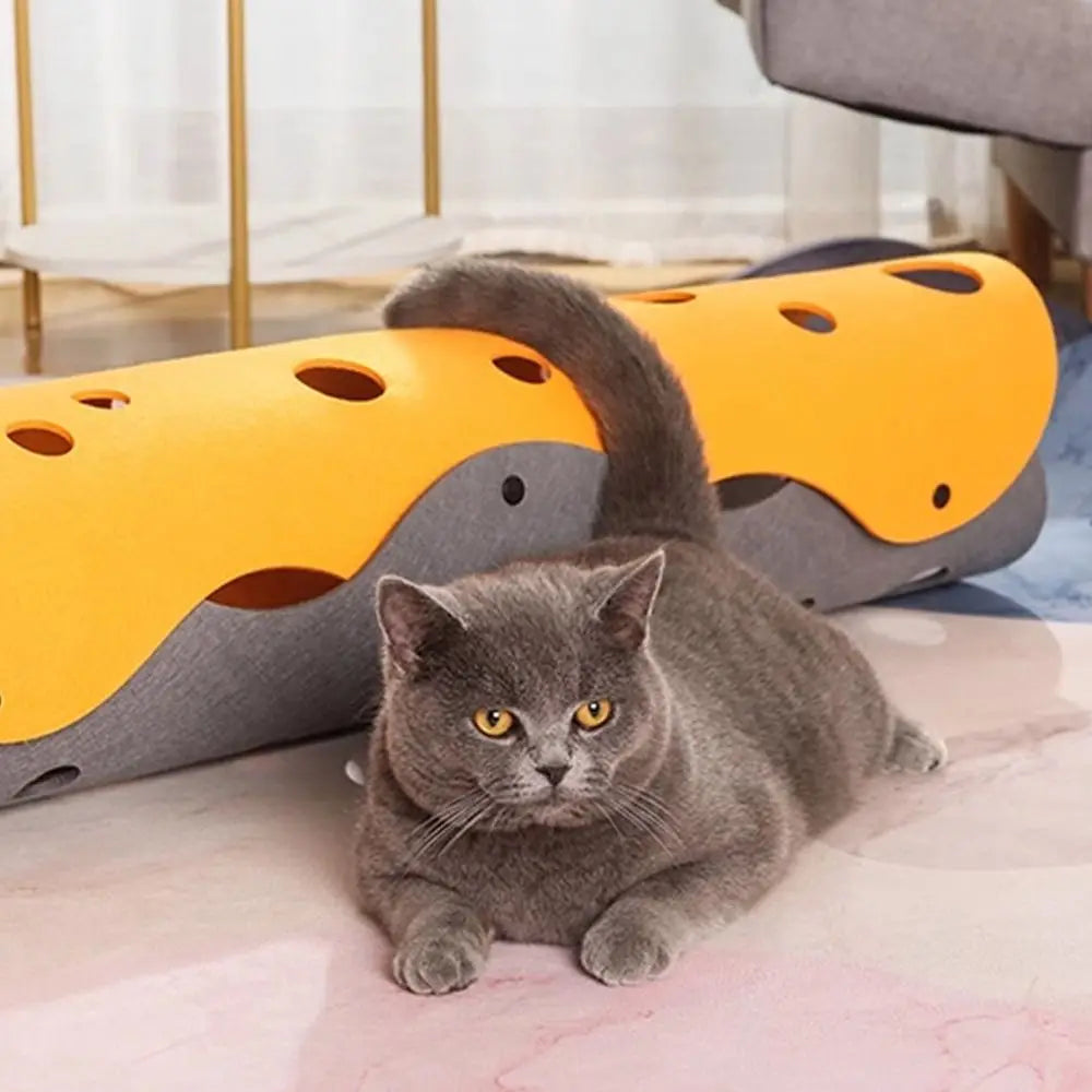 1PC Cat Tunnels Bed Foldable Pet Tunnel Tube Bed with Holes DIY Cats Play Mat Cat Activity Rug Toy for Interactive