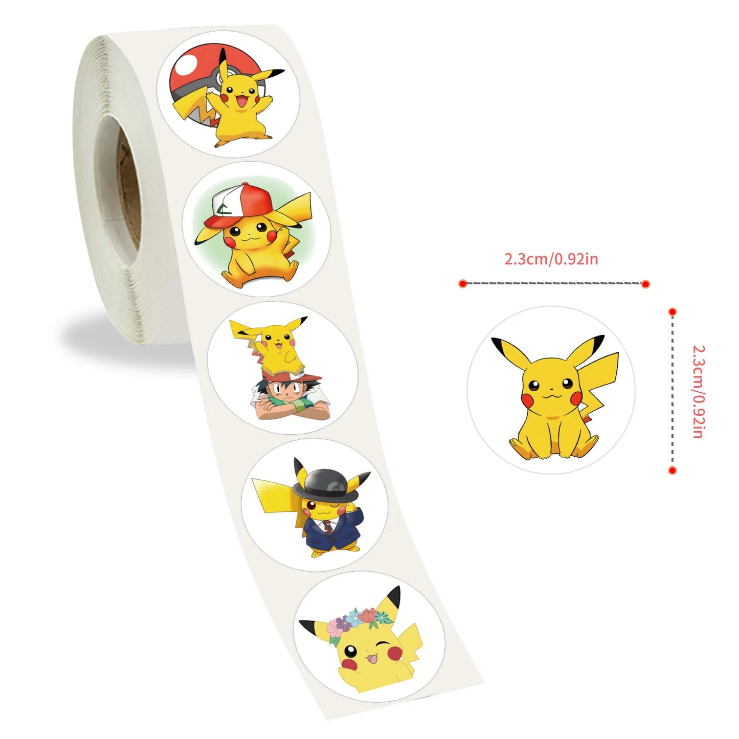 500/2000pcs Pokemon Pikachu Sealing Stickers Cute Cartoon Anime Stickers Round Diy Decor Album Diary Label Graffiti