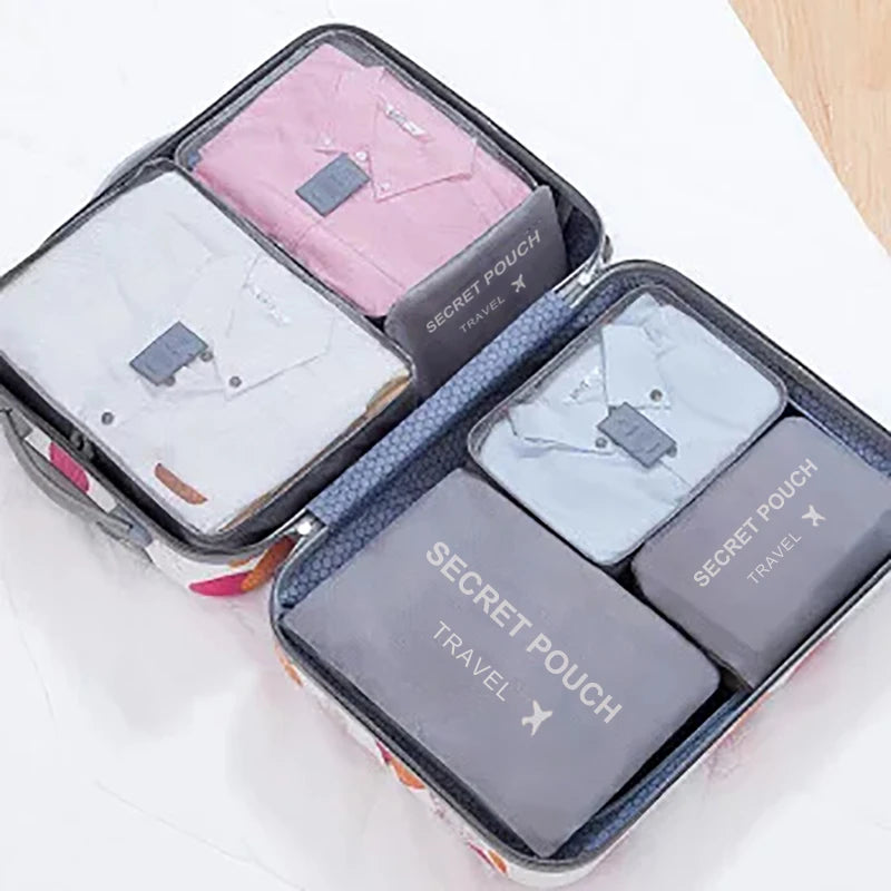 6pcs Travel Storage Bag Large Capacity Luggage Clothes Sorting Organizer Set Suitcase Pouch Case Shoes Packing Cube Bag