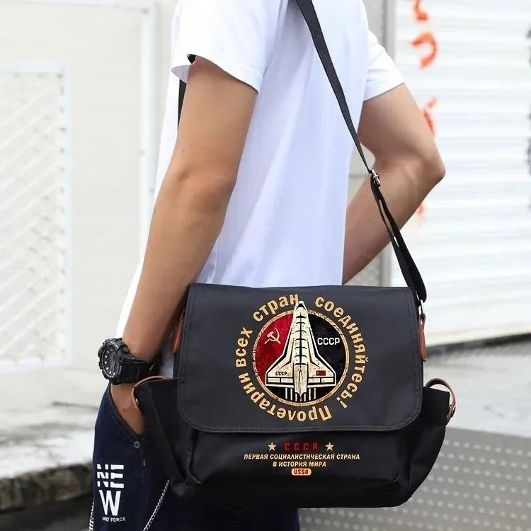 Black, Russian Soviet CCCP USSR Hammer Sickle, Student Kids Teens, Anime Messenger Crossbody Shoulder Bags for School Girls Boy