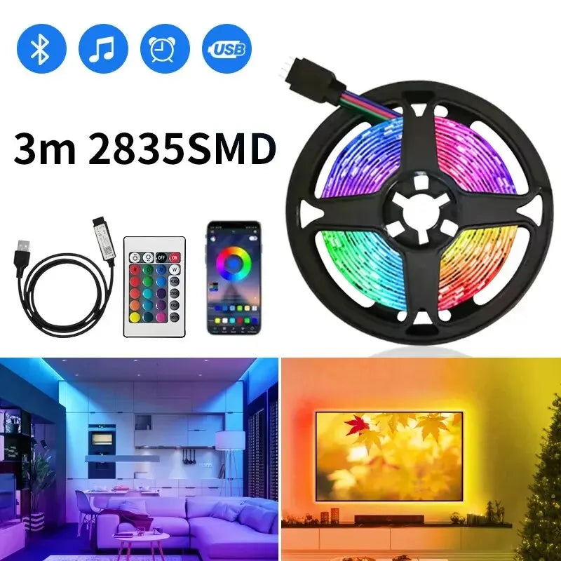 3m USB RGB LED Strip Light 5V SMD 2835 Smart APP Control Bluetooth Flexible Ribbon LED Tape for Computer TV Backlight