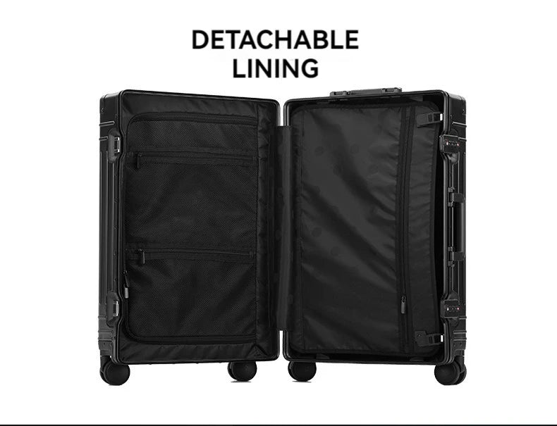 2024 Capacity Durable Luggage Sets 100% Aluminum Suitcase Wheels Women Girl Men Cabin Carry-On Boarding Travel 20/24/26/28