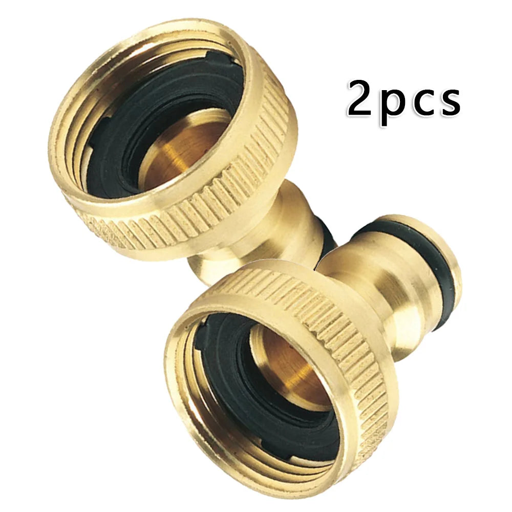 2Pcs 3/4" To 1/2" Thread Connector Faucet Hose Tap Water Adapter Quick Connector Water Pipe Fittings Home Replacement Accessory