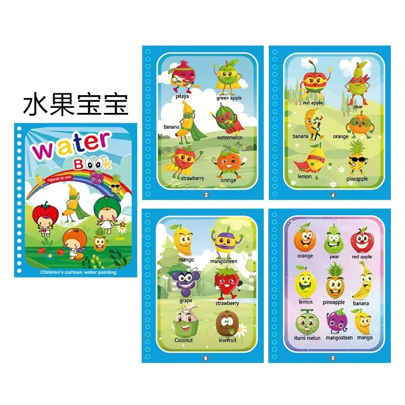 Children Early Education Toys Magical Book with Pen Water  Reusable Coloring Book Magic Drawing Book Drawing Montessori Toys Gif