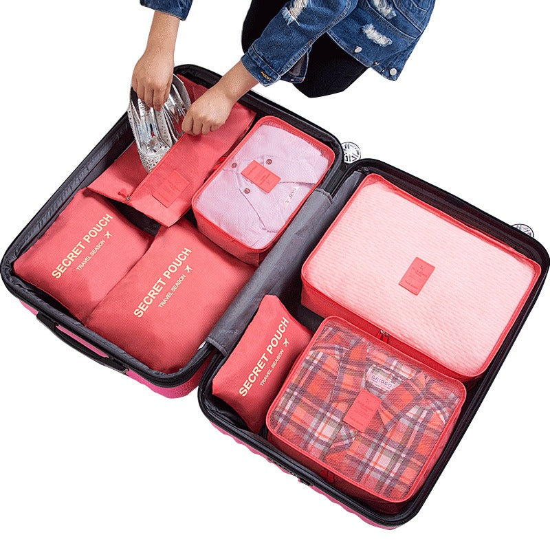 6 Pcs/Set Pink/Blue/Grey Travel Storage Bag Large Capacity Waterproof Luggage Clothing Underwear Storage Bag Bag With Zipper